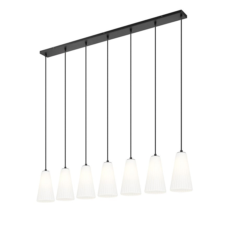 7 Light 6" Linear Chandelier, Matte Black