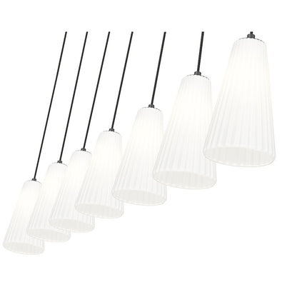 7 Light 6" Linear Chandelier, Matte Black