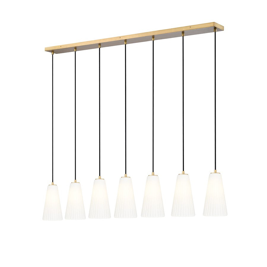 Z-Lite Farrell 7 Light 6" Linear Chandelier, Modern Gold/White - 3043P6-7L-MGLD