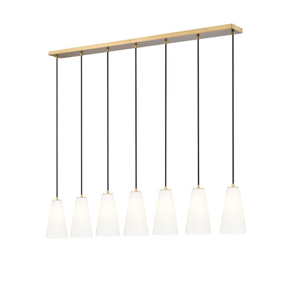 Z-Lite Farrell 7 Light 6" Linear Chandelier, Modern Gold/White - 3043P6-7L-MGLD