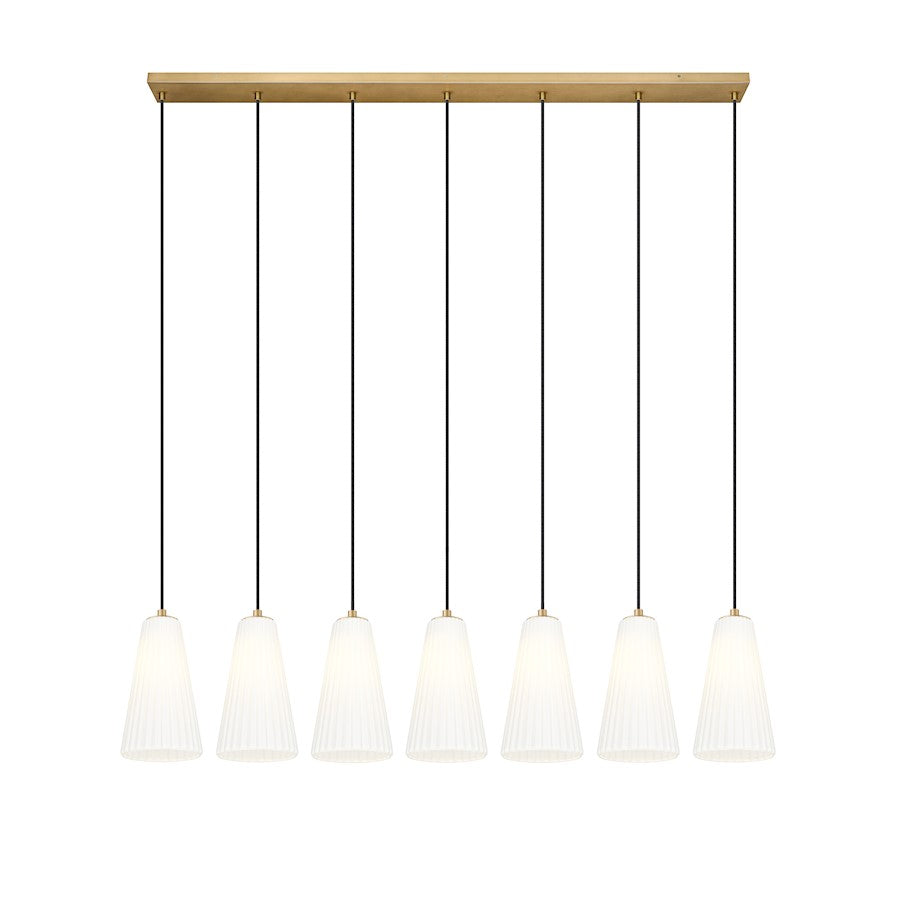 7 Light 6" Linear Chandelier, Modern Gold