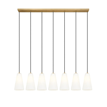 7 Light 6" Linear Chandelier, Modern Gold