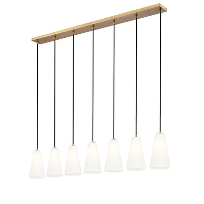 7 Light 6" Linear Chandelier, Modern Gold