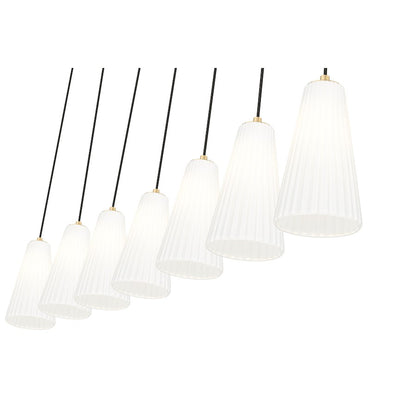 7 Light 6" Linear Chandelier, Modern Gold