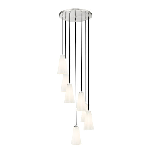 Z-Lite Farrell 7 Light 11" Chandelier, Brushed Nickel/White - 3043P6-7R-BN