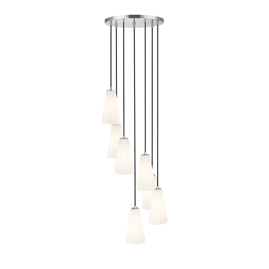 7 Light 11" Chandelier, Brushed Nickel