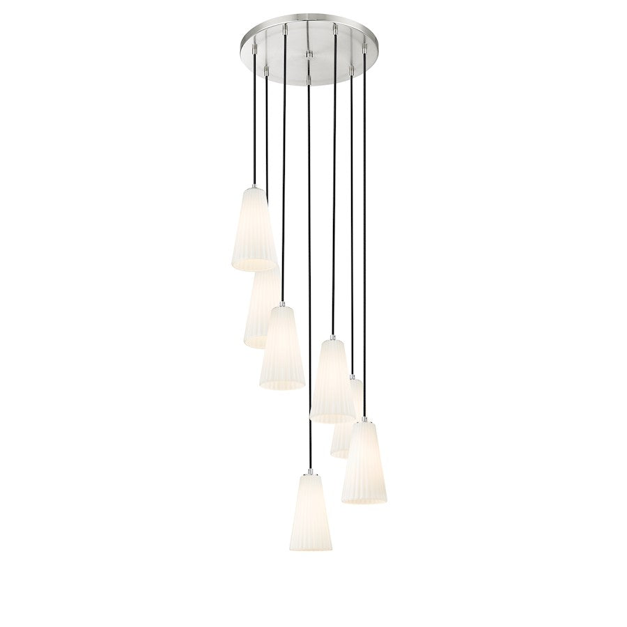 7 Light 11" Chandelier, Brushed Nickel