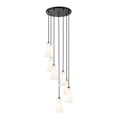 Z-Lite Farrell 7 Light 11" Chandelier, Matte Black/White - 3043P6-7R-MB