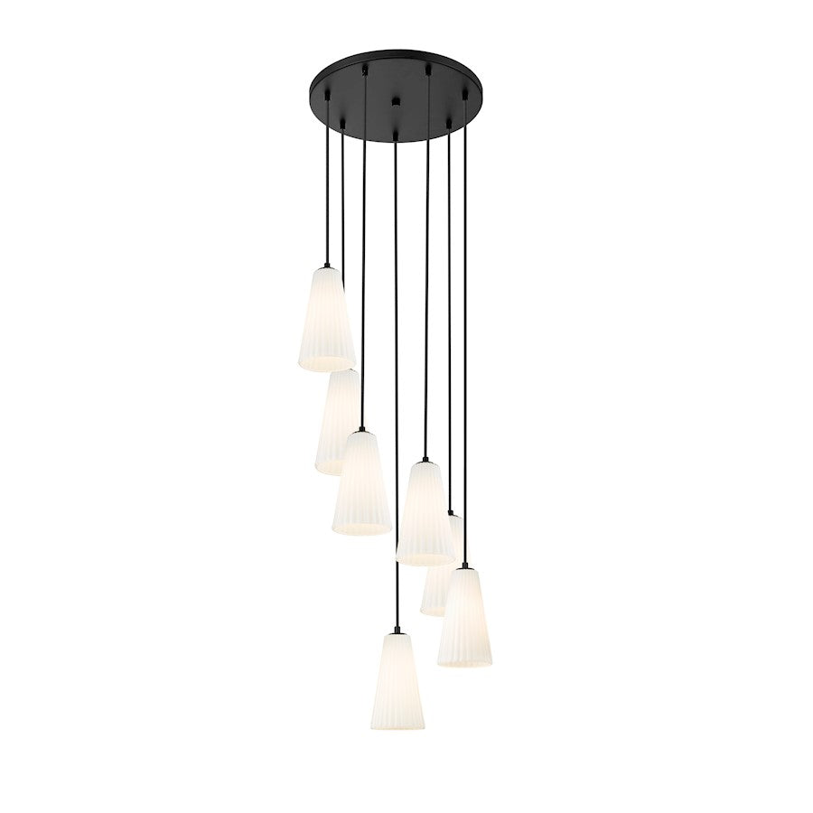 7 Light 11" Chandelier, Matte Black