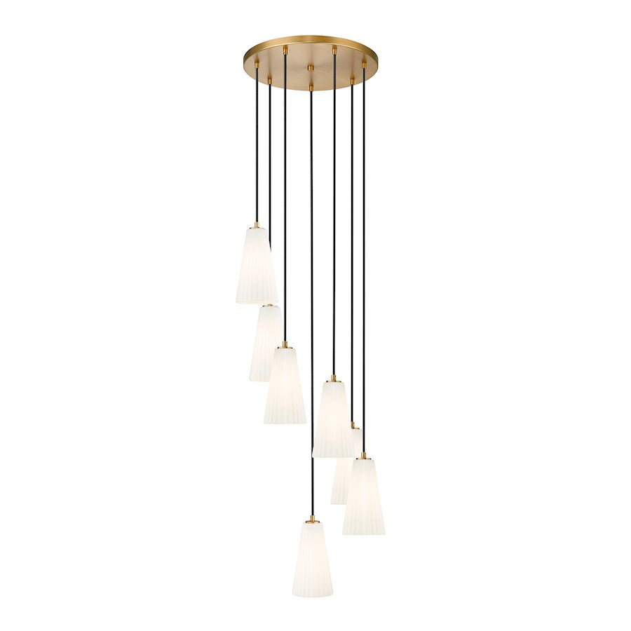 Z-Lite Farrell 7 Light 11" Chandelier, Modern Gold/White - 3043P6-7R-MGLD