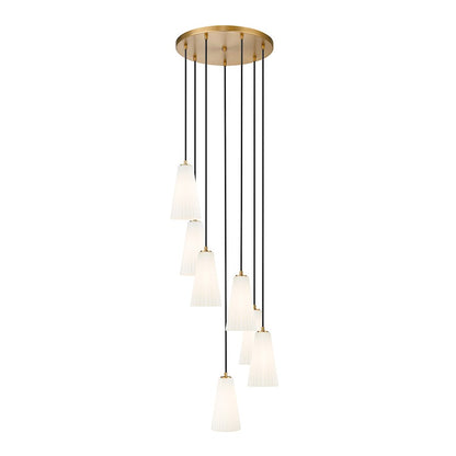 Z-Lite Farrell 7 Light 11" Chandelier, Modern Gold/White - 3043P6-7R-MGLD