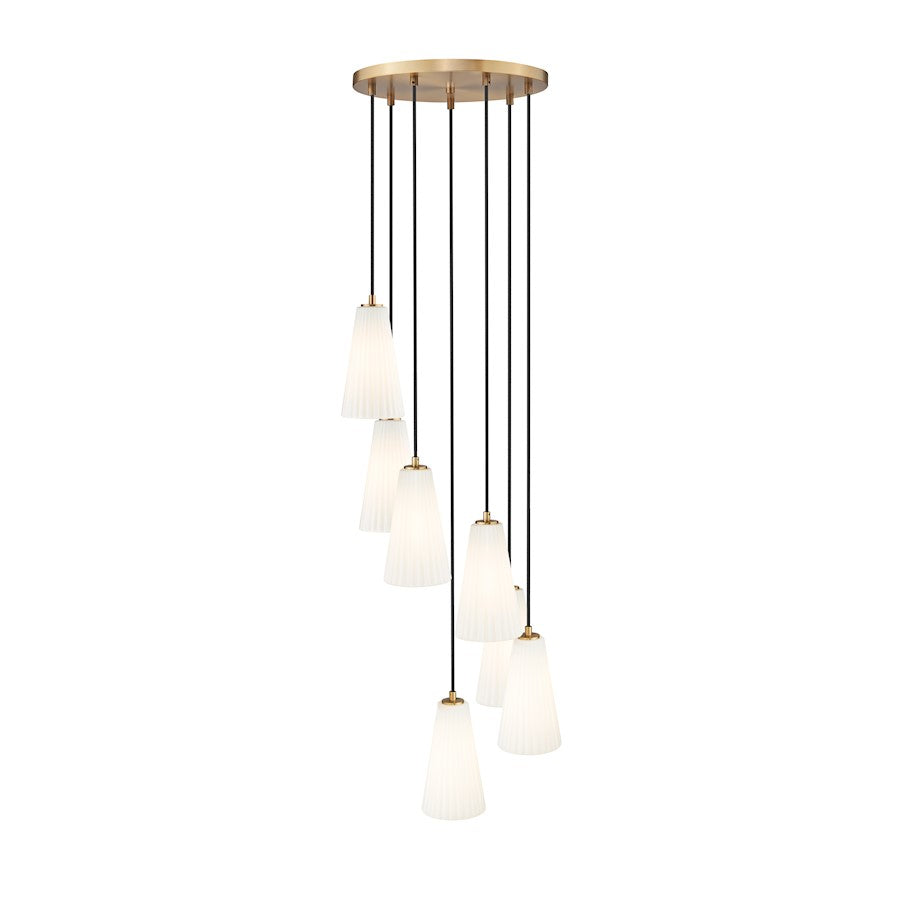 7 Light 11" Chandelier, Modern Gold