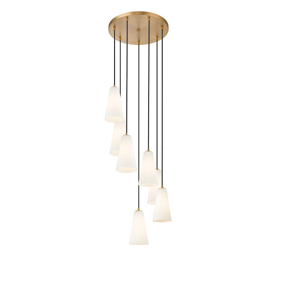 7 Light 11" Chandelier, Modern Gold