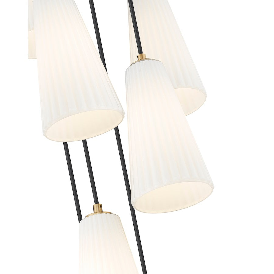 7 Light 11" Chandelier, Modern Gold