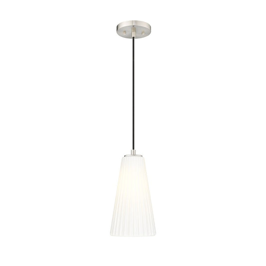 Z-Lite Farrell 1 Light 6" Pendant, Brushed Nickel/White - 3043P6-BN