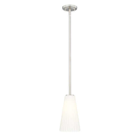 Z-Lite Farrell 1 Light 6" Pendant/Rod, Brushed Nickel/White - 3043P6-ROD-BN