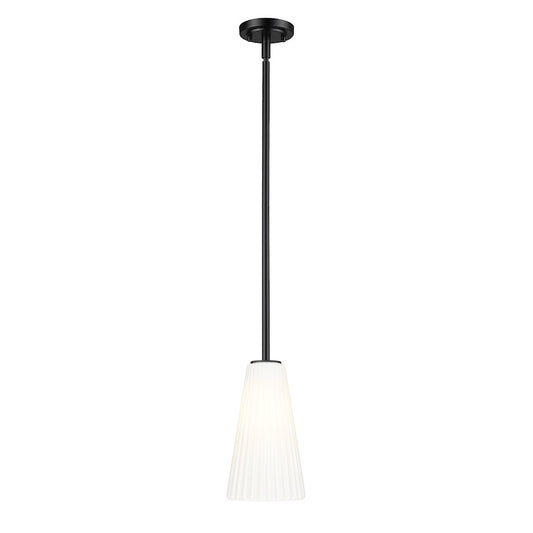 Z-Lite Farrell 1 Light 6" Pendant/Rod, Matte Black/White - 3043P6-ROD-MB