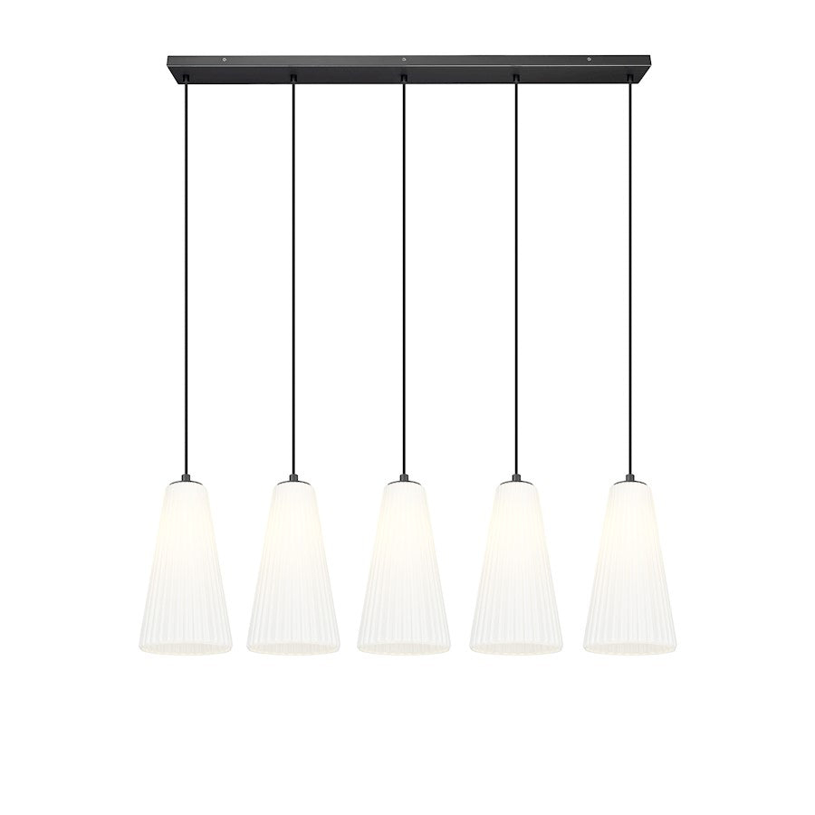 5 Light 7.25" Linear Chandelier, Matte Black