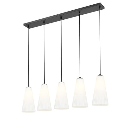 5 Light 7.25" Linear Chandelier, Matte Black