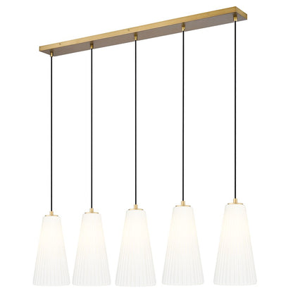 Z-Lite Farrell 5Lt 7.25" Linear Chandelier, Modern Gold/White - 3043P7-5L-MGLD