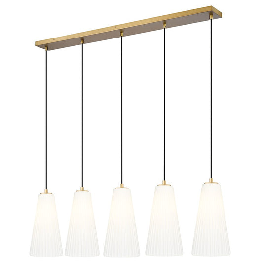 Z-Lite Farrell 5Lt 7.25" Linear Chandelier, Modern Gold/White - 3043P7-5L-MGLD