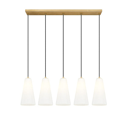 5 Light 7.25" Linear Chandelier, Modern Gold