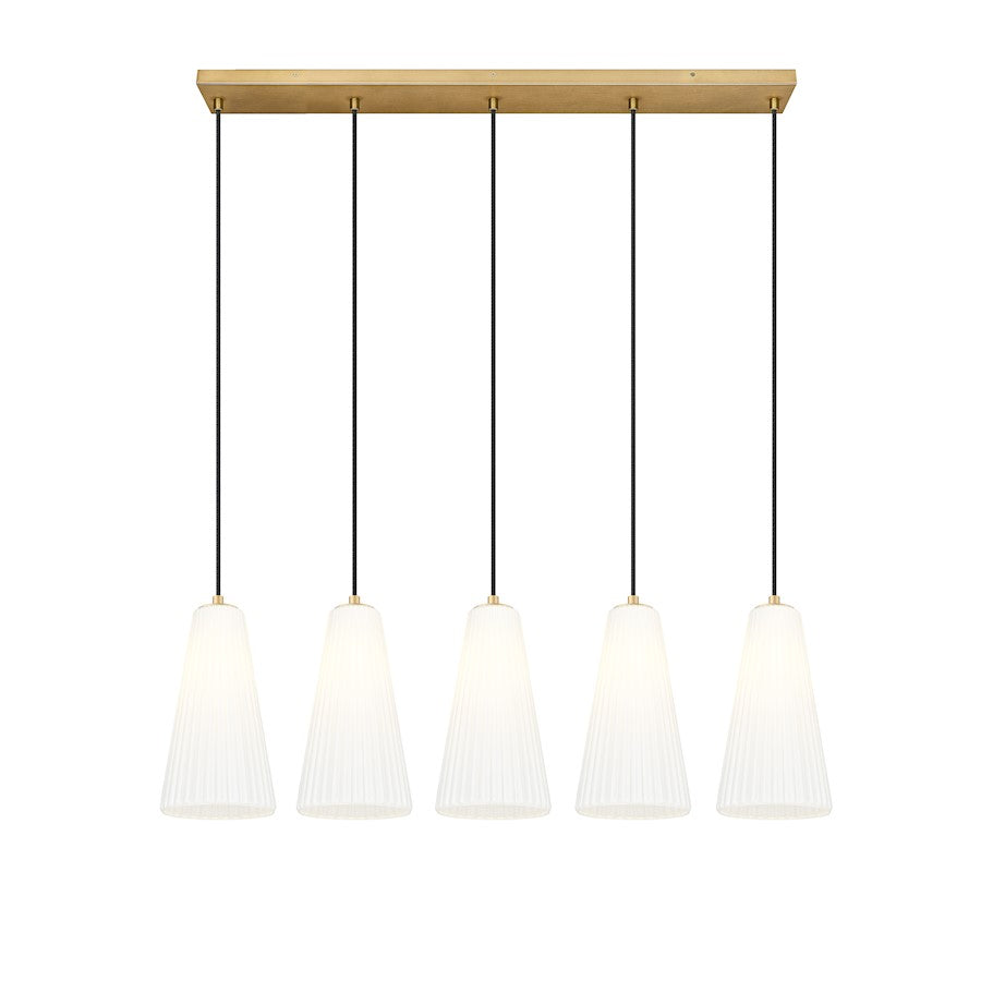 5 Light 7.25" Linear Chandelier, Modern Gold