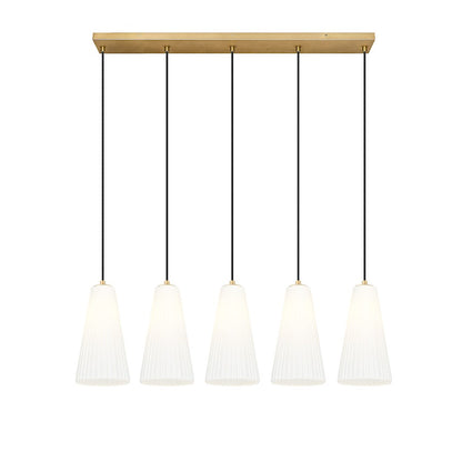 5 Light 7.25" Linear Chandelier, Modern Gold