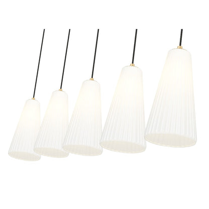 5 Light 7.25" Linear Chandelier, Modern Gold