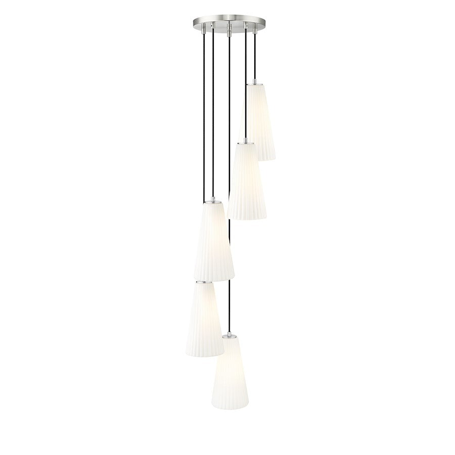 5 Light 14" Chandelier, Brushed Nickel