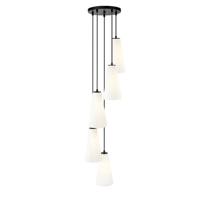 5 Light 14" Chandelier, Matte Black