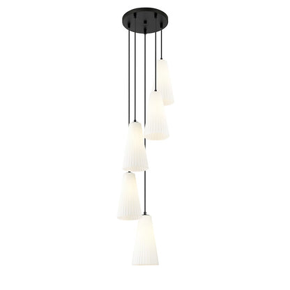 5 Light 14" Chandelier, Matte Black