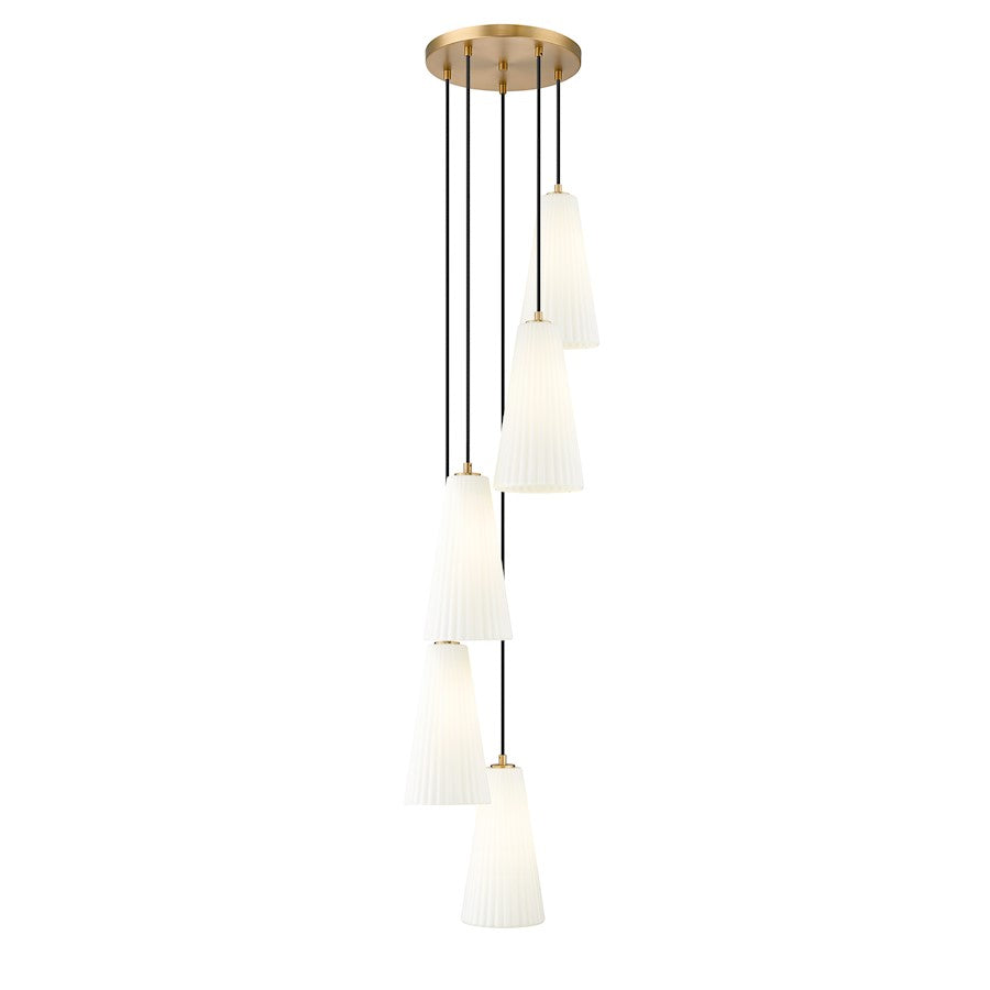 Z-Lite Farrell 5 Light 14" Chandelier, Modern Gold/White - 3043P7-5R-MGLD