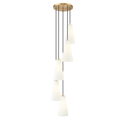 Z-Lite Farrell 5 Light 14" Chandelier, Modern Gold/White - 3043P7-5R-MGLD