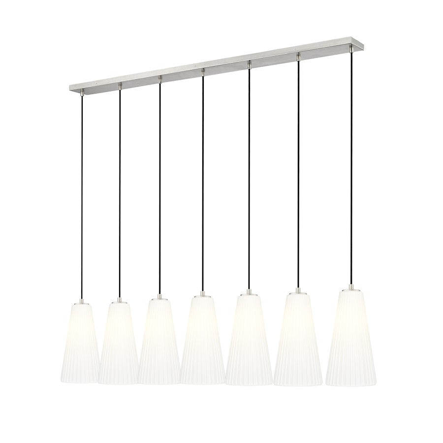 Z-Lite Farrell 7Lt 7.25" Linear Chandelier, Brushed Nickel/White - 3043P7-7L-BN