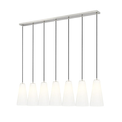 Z-Lite Farrell 7Lt 7.25" Linear Chandelier, Brushed Nickel/White - 3043P7-7L-BN