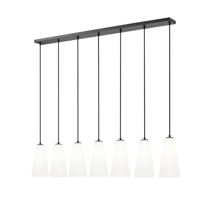 Z-Lite Farrell 7 Light 7.25" Linear Chandelier, Matte Black/White - 3043P7-7L-MB