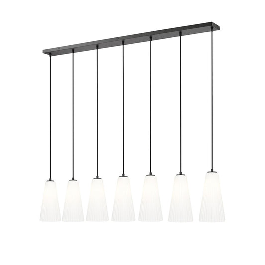 Z-Lite Farrell 7 Light 7.25" Linear Chandelier, Matte Black/White - 3043P7-7L-MB