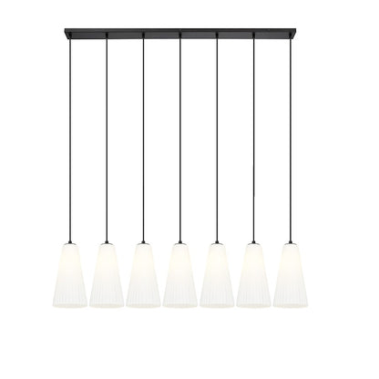 7 Light 7.25" Linear Chandelier, Matte Black