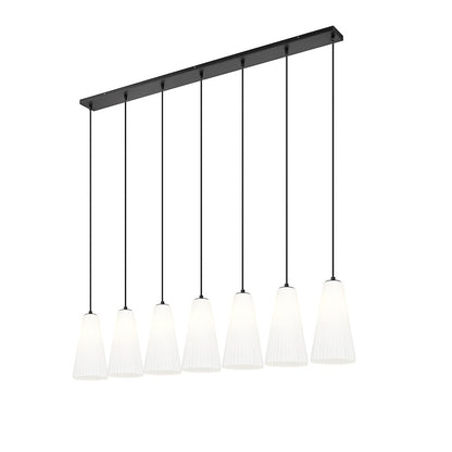 7 Light 7.25" Linear Chandelier, Matte Black