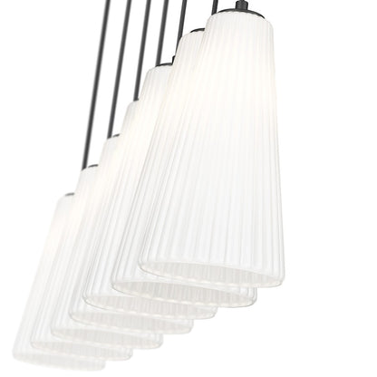 7 Light 7.25" Linear Chandelier, Matte Black