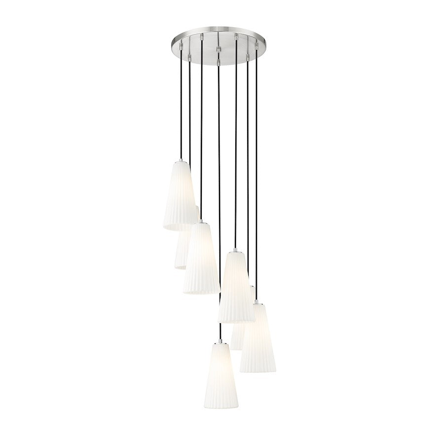 Z-Lite Farrell 7 Light 14" Chandelier, Brushed Nickel/White - 3043P7-7R-BN