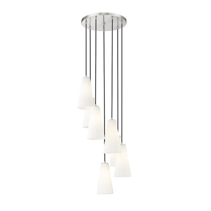 Z-Lite Farrell 7 Light 14" Chandelier, Brushed Nickel/White - 3043P7-7R-BN