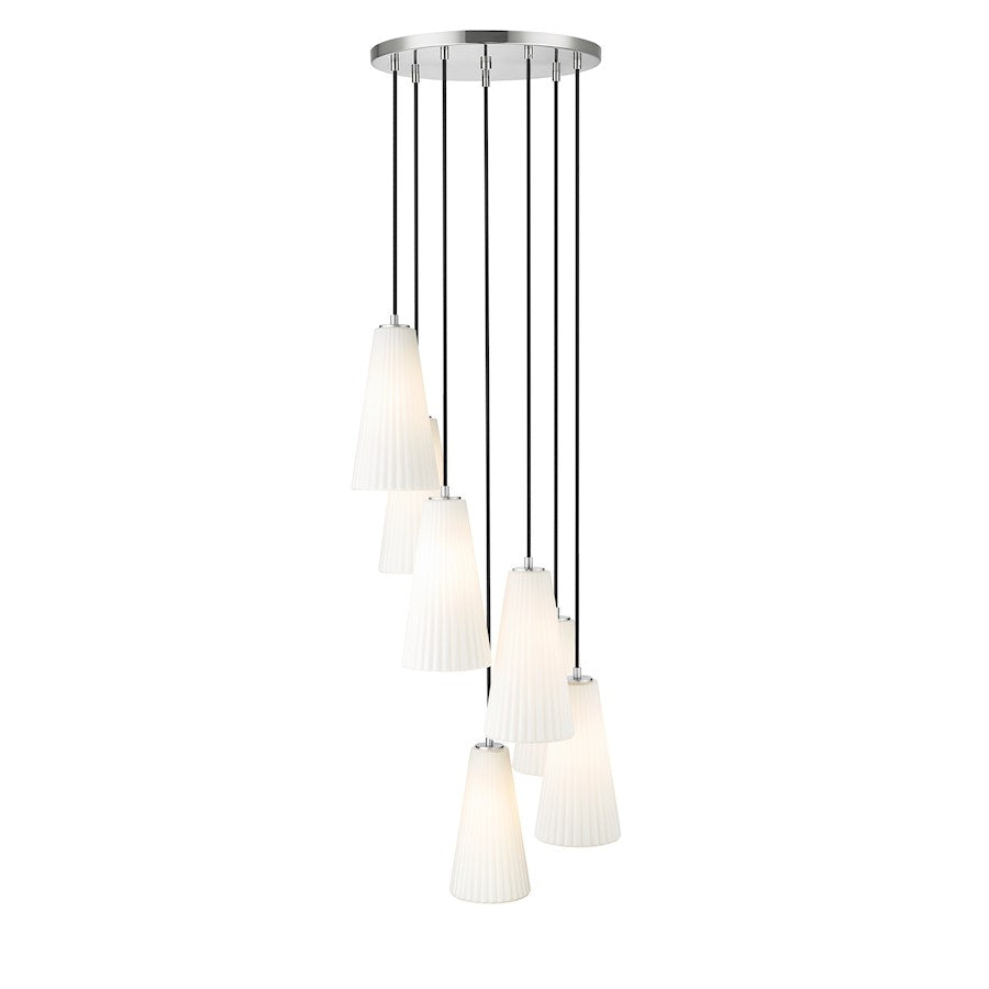 7 Light 14" Chandelier, Brushed Nickel