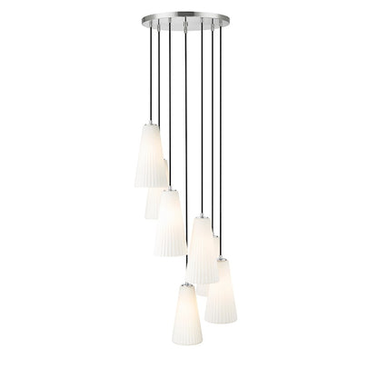 7 Light 14" Chandelier, Brushed Nickel