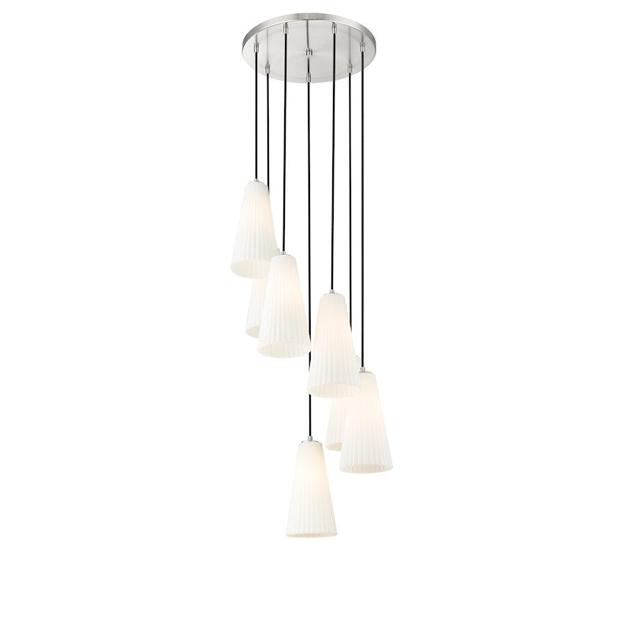 7 Light 14" Chandelier, Brushed Nickel