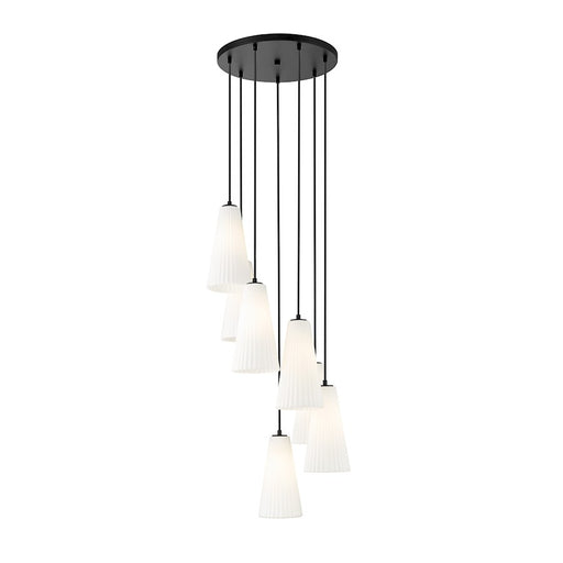 Z-Lite Farrell 7 Light 14" Chandelier, Matte Black/White - 3043P7-7R-MB