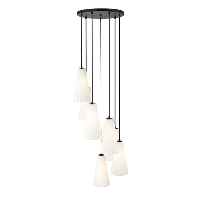 7 Light 14" Chandelier, Matte Black