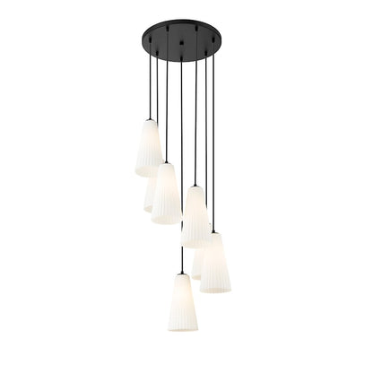 7 Light 14" Chandelier, Matte Black