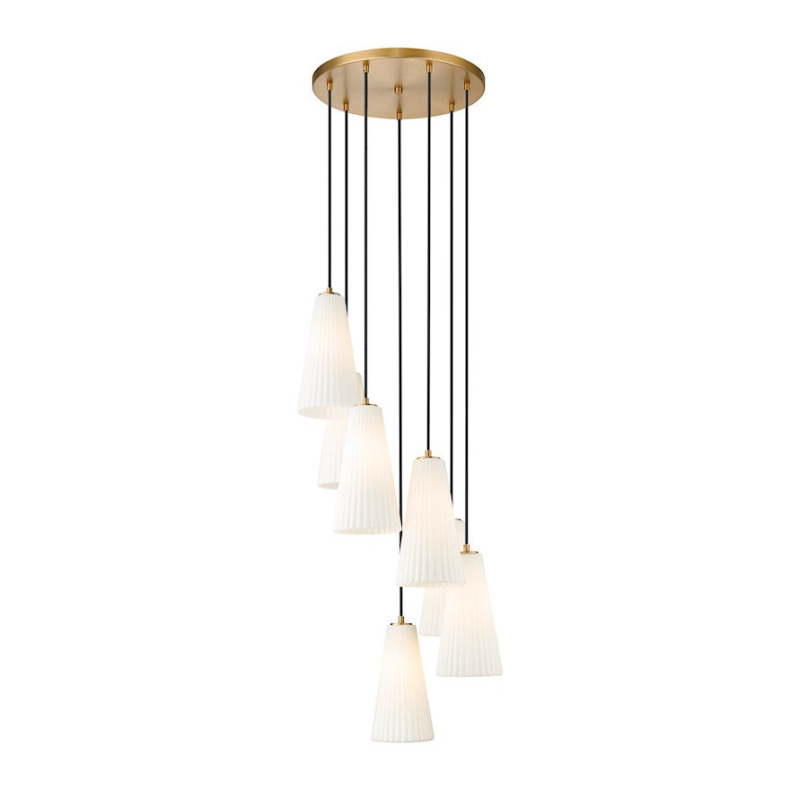 Z-Lite Farrell 7 Light 14" Chandelier, Modern Gold/White - 3043P7-7R-MGLD